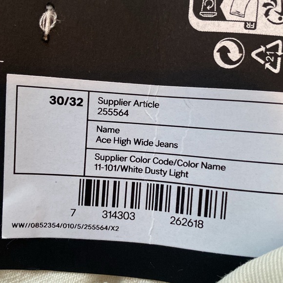 Weekday Ace Organic Cotton High Rise Wide Leg Denim Jeans White Dusty Light 30 - Picture 11 of 13